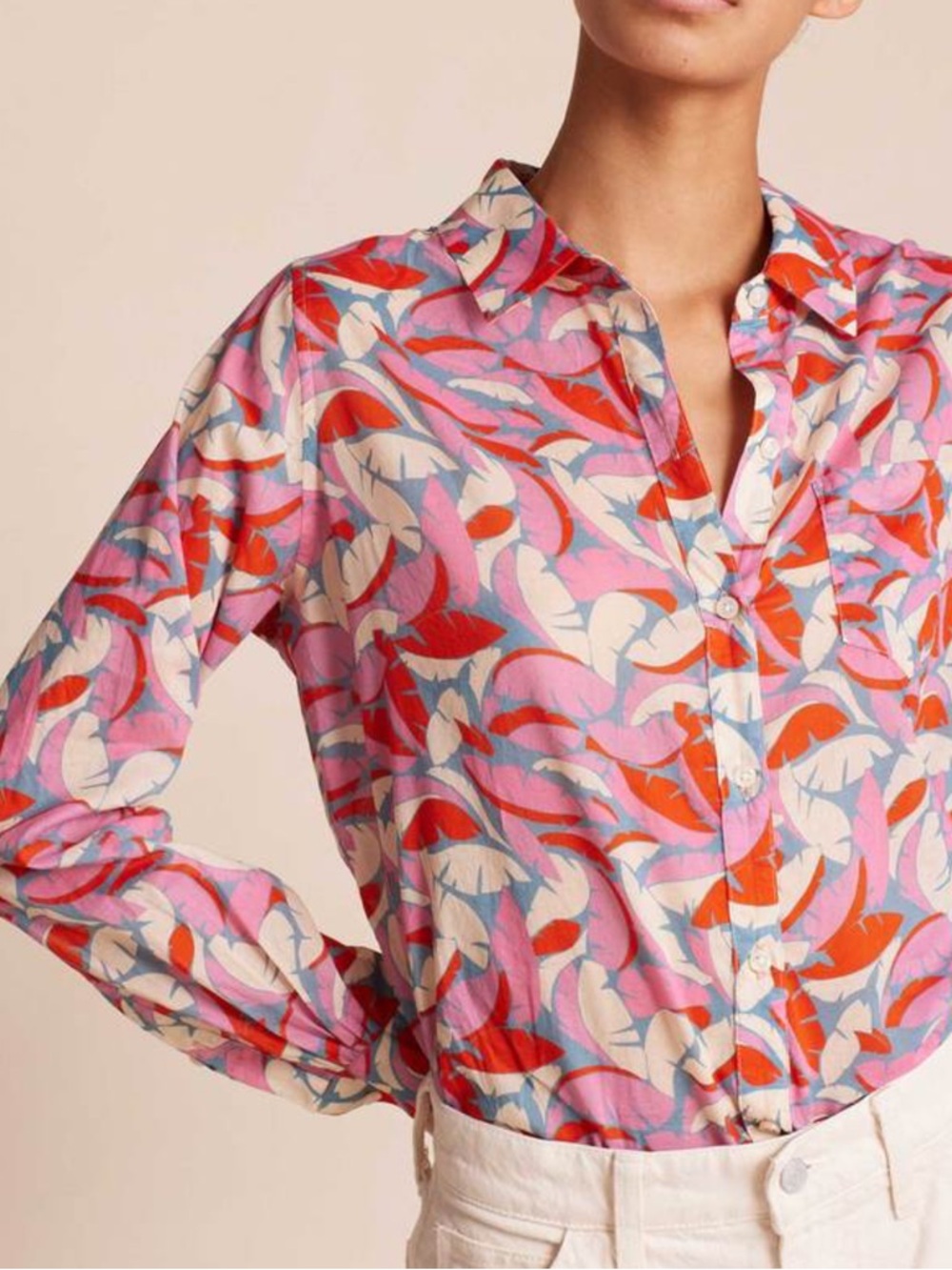 TROVATA GRACE CLASSIC SHIRT - PETITE PALM PRINT SIZE L - Picture 2 of 6